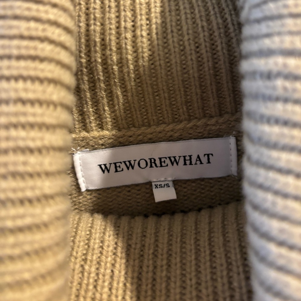WEWOREWHAT Striped Turtleneck in Oat/Black - Picture 7 of 10